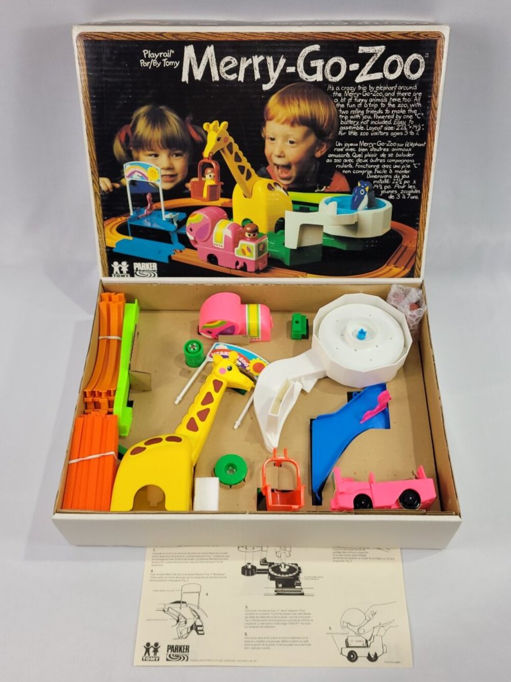 Tomy Playrail Merry-Go-Zoo Vintage 1980s Electronic Toy Rail Set Parker Brothers